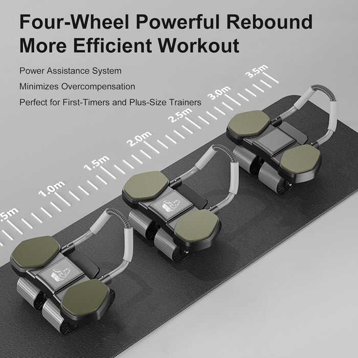 Ролер для пресу, тренажер для дому, 4-колісний, стабільний, для зміцнення м'язів живота та корпусу, довговічний, легкий, для чоловіків та жінок, фітнес для дому (блакитний)