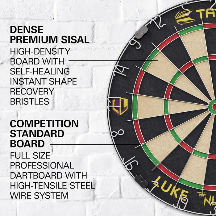 Професійний набір для дартсу Target Darts Luke Littler 'The Nuke' — дартс-дошка, 2 сталеві дротики, стандартна лінія для кидків, аксесуари