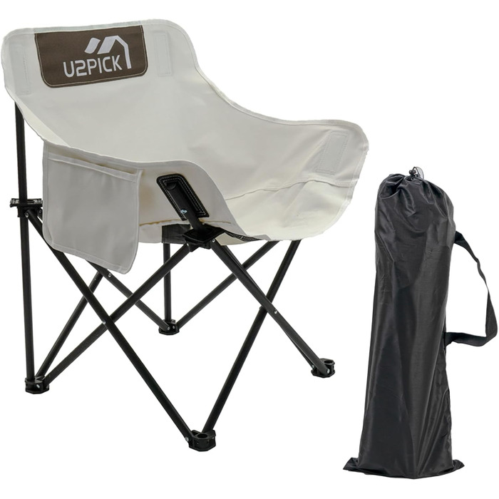 Складний стілець U2PICK для кемпінгу: легкий, зручний, до 160 кг, з сумкою, бежевий