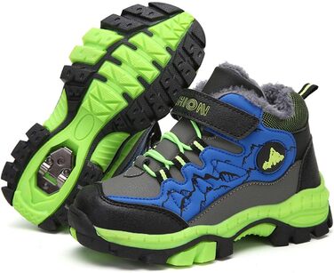 Дитячі зимові черевики Meidiastra для ходьби та трекінгу: теплі, водонепроникні, з підошвою, що не ковзає, для хлопчиків та дівчаток, розмір EU 30-40, зелені
