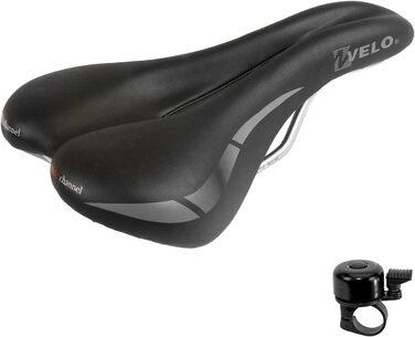 Велосипедне сідло Velo Wide Channel для туризму, чорне, з дзвінком