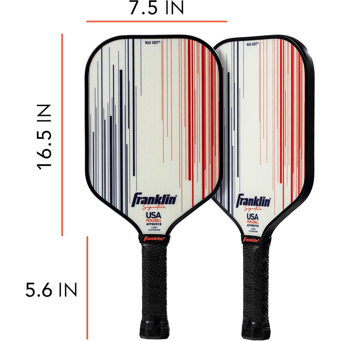 Професійна ракетка для піклболу Franklin Sports Signature Series з MaxGrit, 13/16 мм поліпропіленовий сердечник, для турнірів, сертифікована USAPA