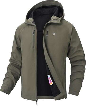 Чоловіча куртка Softshell Huayuzh водонепроникна та вітрозахисна, дихаюча outdoor куртка-вітровка для походів та кемпінгу, колір армійський зелений, розмір XXL