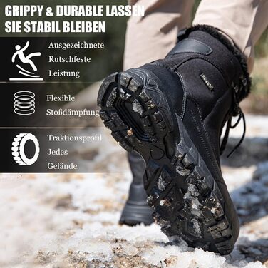 Чоботи зимові чоловічі SHULOOK Водонепроникні, теплі, зимові черевики, чоботи для снігу, трекінгові, туристичні, для роботи, кемпінгу, 44 EU, чорні