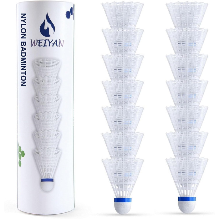 Флінтронік Бадмінтонні м'ячі, 6/12 шт. Нейлонові воланчики для бадмінтону, висока стабільність та довговічність, професійні воланчики для тренувань в приміщенні та на вулиці, відпочинок, спорт. 12 шт. Білі