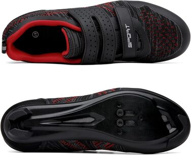 Велотуфлі ULTIANT для їзди в залі та на вулиці. Сумісні з Peloton, Look SPD SL Delta. Чоловічі та жіночі (38/38.5 EU, Чорний/Червоний)