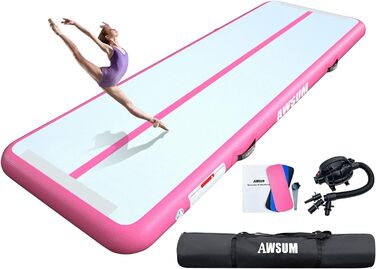 Надувний мат для гімнастики AWSUM Air Matte Track 2/3/4/5/6 м, товщина 10/20 см, з насосом, для йоги, дому та вулиці