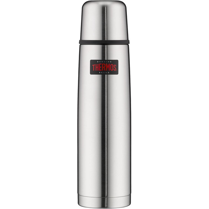 Термос Thermos Light & Compact 1 л, нержавіюча сталь, ізольована пляшка з чашкою, червоний, тримає тепло 12 годин / холод 24 години, герметичний, без BPA, підходить для миття в посудомийці