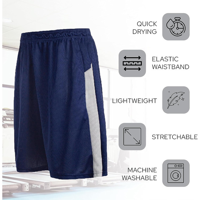 Шорти спортивні чоловічі - баскетбольні шорти для чоловіків - активні шорти для тренувань, залу, бігу (S, набір 5 шт.)