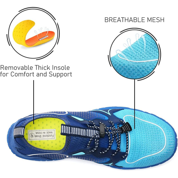 Водні шкарпетки WateLves: чоловічі та жіночі, для плавання, серфінгу, дайвінгу, фітнесу, 42 EU, блакитні