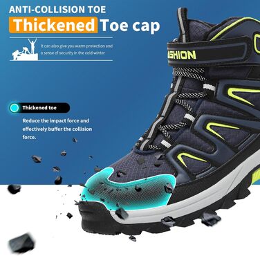 Дитячі зимові чоботи Elaphurus: теплий фліс, для ходьби та трекінгу, розмір 39 EU, темно-синій, зелений