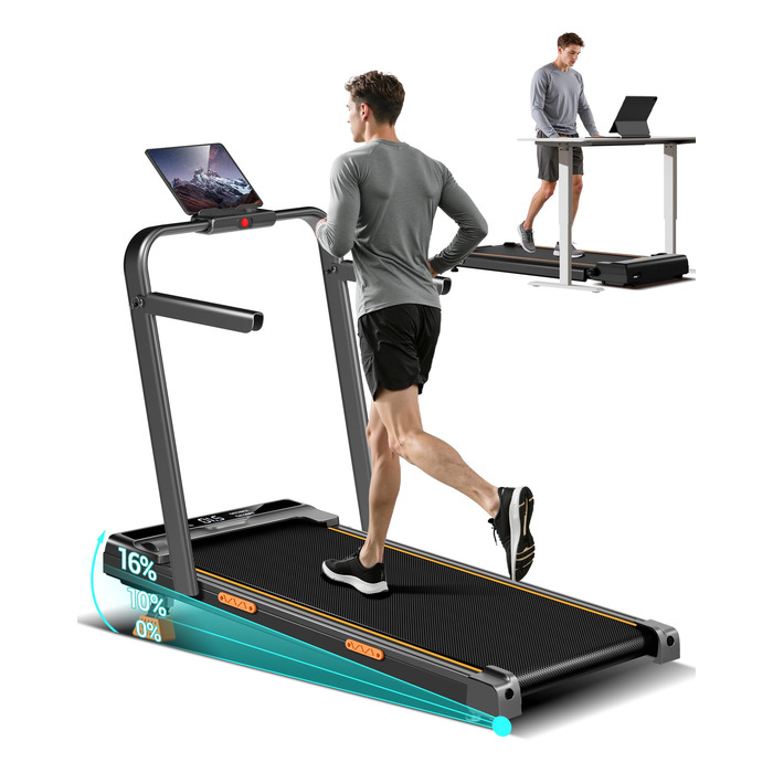 Біговий тренажер CURSOR для дому, складаний, 10 км/год, нахил 16%, безщітковий двигун 3.0CV, максимальне навантаження 136 кг, помаранчевий