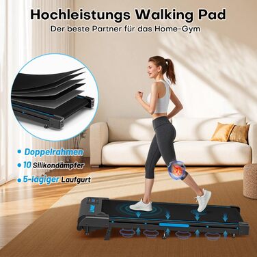 Walking Pad FOUSAE: Бігова доріжка для дому з регулюванням нахилу до 9%, потужність 2.5HP, LED-дисплей, керування з пульта та через додаток, подвійне амортизація, до 150 кг
