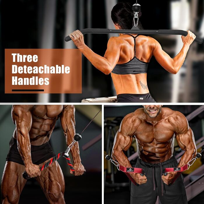 Система тросового навантаження SERTT для тренажерного залу: для біцепса, трицепса, плечей, спини та тренування передпліч. Підходить для тренажерів для присідань, гаражів.