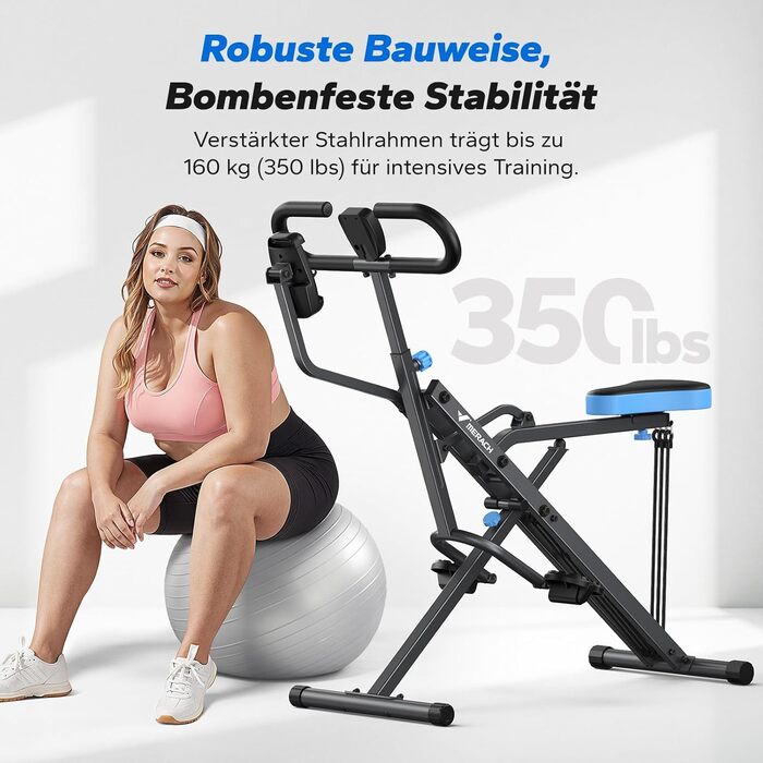 MERACH 2-в-1 тренажер для присідань та тяги, складаний, для тренування сідниць, ніг та корпусу, 10 хв збірки, max 160 кг (сірий, R07 Pro)