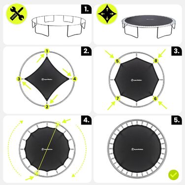Трамплін гірчатий Hypermotion Outdoor для дітей 244/305/366/430/487 см - швидковисихаючий, водостійкий, з чудовою пружністю. Ідеальний для саду (діаметр 487 см).