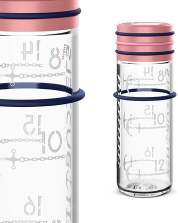 Мотивуюча пляшка для води NAVIGATOR 600 мл, з таймерами, BPA free, підходить для газованої води, не б'ється, не протікає, колір рожевий