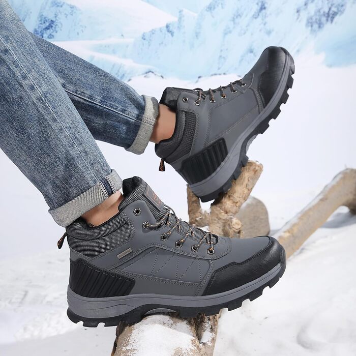 Чоловічі зимові черевики Arrigo Bello: теплий, зручний, водонепроникний трекінг для зими, розмір 41-46, колір зелений (сірий)