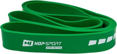 Фітнес-стрічка Hop-Sport латексна, різний опір 7-137 кг, зелена, для силових тренувань і фітнесу