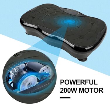 Вібраційна платформа для тренувань, 95 рівнів, 5 програм, до 120 кг, з пультом, стрічки, LCD-дисплей, для схуднення, чорна