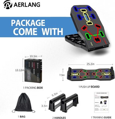 Мультифункціональна віджимна дошка AERLANG P1, портативна, складна, 10-в-1, професійний тренажер для віджимань, ручки для підлоги