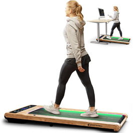 Біговий доріжки Sportstech sWalk для дому, Walking Pad, 1-8 км/год, під стіл, нахил 11,5%, тиха, з підключенням до додатку, вантажопідйомність 120 кг, компактний, LCD дисплей, для дому, колір дерево коричневий