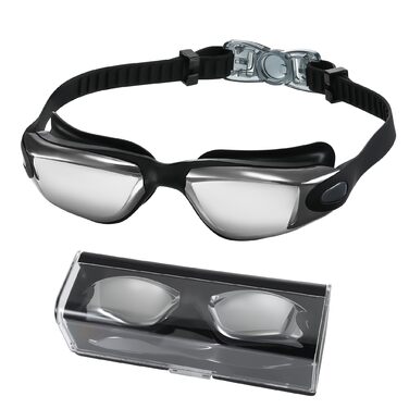 Окуляри для плавання чоловічі та жіночі Schwimmbrille, антифог, чорні