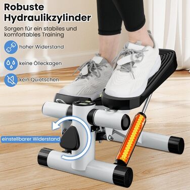 Міні степер GYMAX для дому з мотузками, LCD-монітором та регульованою висотою, до 100 кг, білий