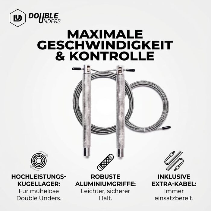 Стрибкове канат Springseil Speed Rope: регульований, для CrossFit, боксу, фітнесу, металеві ручки (срібний)