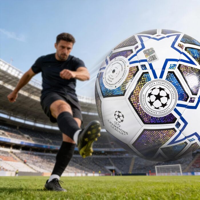 М'яч футбольний UEFA Champions League офіційний біло-синьо-зелений