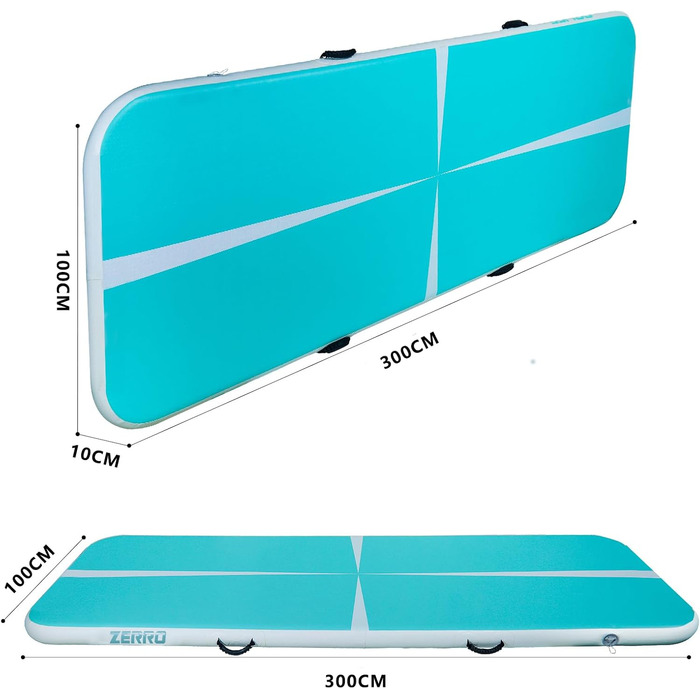 CCLIFE Airtrack Tumbling Mat - килимок для гімнастики, розкладна, з електропомпою, 1/3/4/5м, товщина 10/20см, зелений