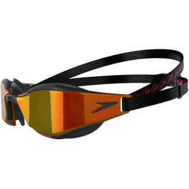 Окуляри для плавання Speedo Fastskin Hyper Elite для дорослих, дзеркальні, унісекс, чорний/сірий/золотий