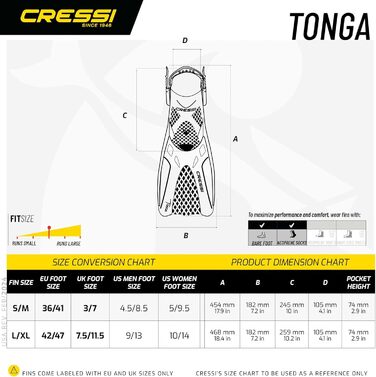 Набір для снорклінгу Cressi Tonga: короткі регульовані ласти + маска Baron з широким оглядом, чорний/чорний, S/M (36/41)