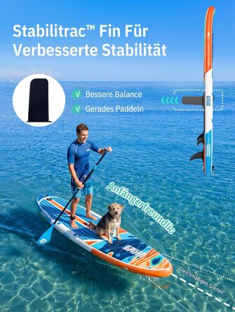 Надувне SUP-борд Niphean Stand Up Paddling з сидінням та аксесуарами, 320 см, для 2 осіб, 200 кг, Oceanic Current з StabilTrac-фіном