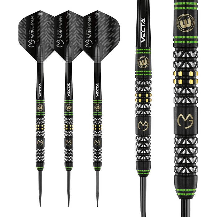 Дротики WINMAU Michael Van Gerwen Vantage 23 г вольфрамові з сталевим наконечником, комплект з оперенням Prism і стержнями Vecta