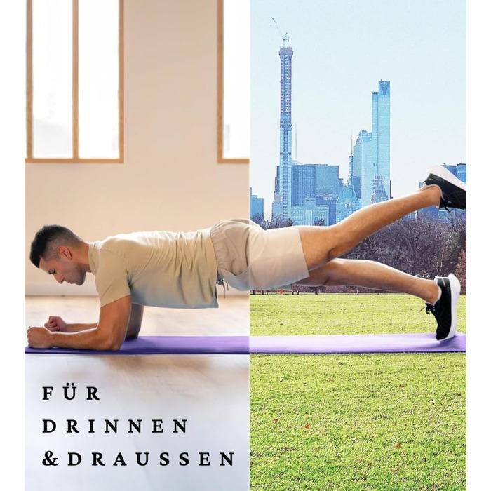 Килимок для йоги 60x185 см – фіолетовий, нековзний, товстий. Килимок для фітнесу, спорту, тренувань, залу.