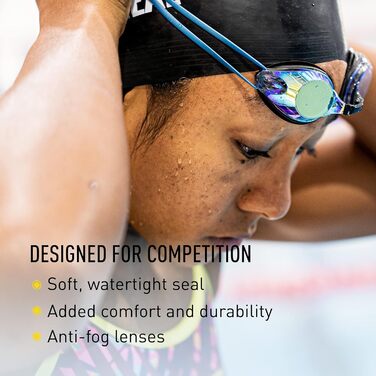 FINIS Bolt Дзеркальні окуляри для плавання для дорослих, антифог, UV-захист, 3 змінні переносиці, для змагань