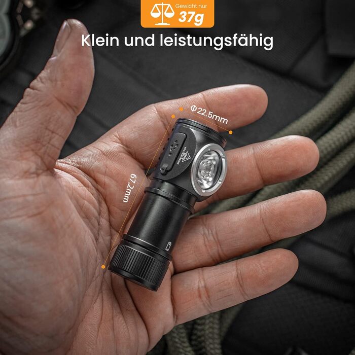 Sofirn HS10 Mini: LED-ліхтарик налобний, 1100 люмен, USB, 8 режимів, водонепроникний, 5000K, 90CRI для бігу, походів, риболовлі