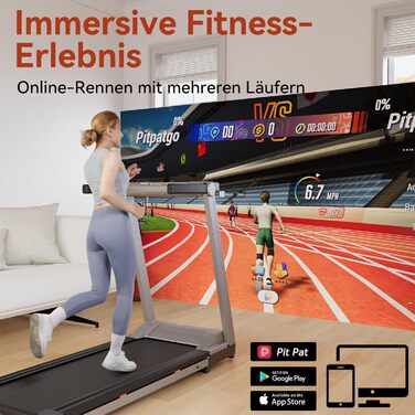 Біговий тренажер Raceable для дому з нахилом, MJWW, Макс. 158 кг, керування через APP, сумісний з високотехнологічними пристроями, 2573W, з навчальними курсами та AI-тренуваннями (Срібно-Чорний)