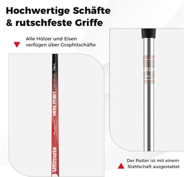 Комплект жіночих гольф-ключок COSTWAY, 9/11-ти частинний, для правші, з чохлом від дощу, 1 драйвер, 3 фейрвеї, 4 гібриди, 6/7/8/9/P ірон, паттер, червоний, 15 частин