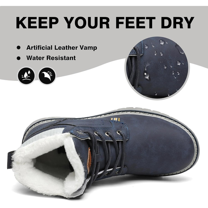 Зимові черевики Mishansha Herren для жінок. Теплі, водонепроникні, на шнурівці. Розмір 42 EU, темно-синій.
