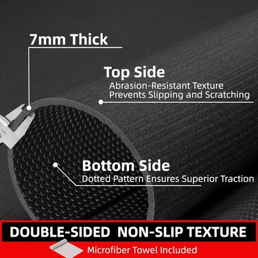 Йога-мат GymCope XXL 183x122 см, товщина 7 мм, нековзкий фітнес-килимок для тренувань вдома, кардіо, стрибків, високої щільності, чорний