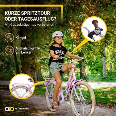 Дитячий велосипед Actionbikes Retrostar 20/24 дюймів, V-Brake, для дівчаток, з крилами, від 6 до 12 років