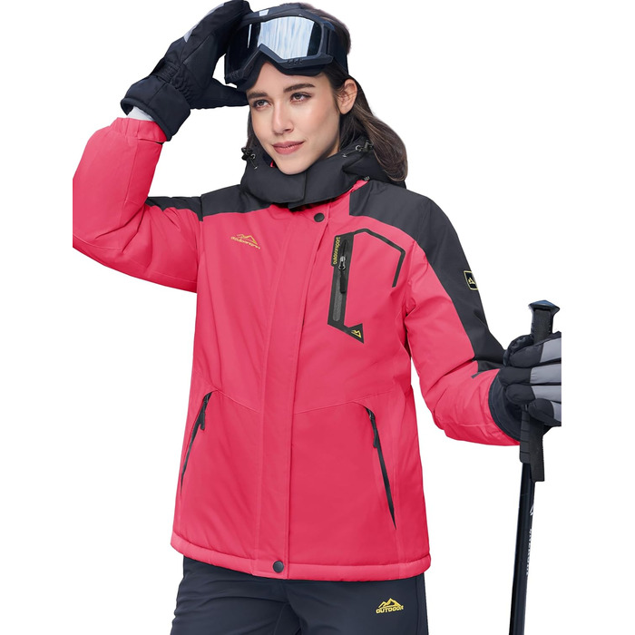 Жіноча зимова куртка MAGCOMSEN: тепла флісова парка, софтшелл для сноуборду та гірськолижного спорту, рожевого кольору, водонепроникна та вітрозахисна