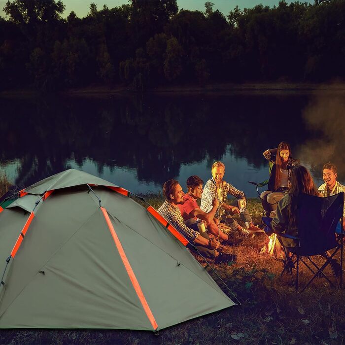 Намет для кемпінгу з тамбуром, намет для 2-4 особи, водонепроникний PU5000, для відпочинку, подорожей, трекінгу, саду, куполоподібний, ультралегкий, рюкзак, 2025, армійний зелений (Pop Up)