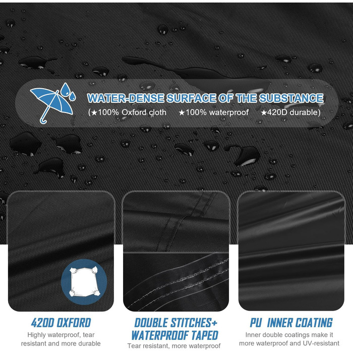 Водонепроникний чохол для мотоцикла VANSHEIM 220x105x125 см, 420D Oxford, зимовий, для скутера/моторолера