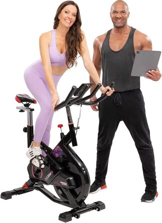 Велотренажер Miweba Sports MS300 для дому, 13 кг маховик, до 100 кг, амортизатор, тримач для планшета, транспортні ролики, регулювання, ергометр, спін-байк чорний