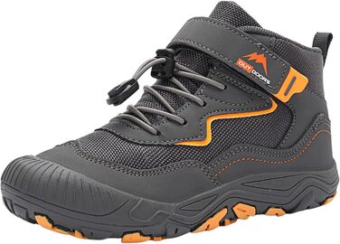 Дитячі трекінгові черевики для туризму та активного відпочинку: легкі, зручні, з неслизькою підошвою. Unisex модель для хлопчиків та дівчаток, розмір 34 EU, сірий колір.