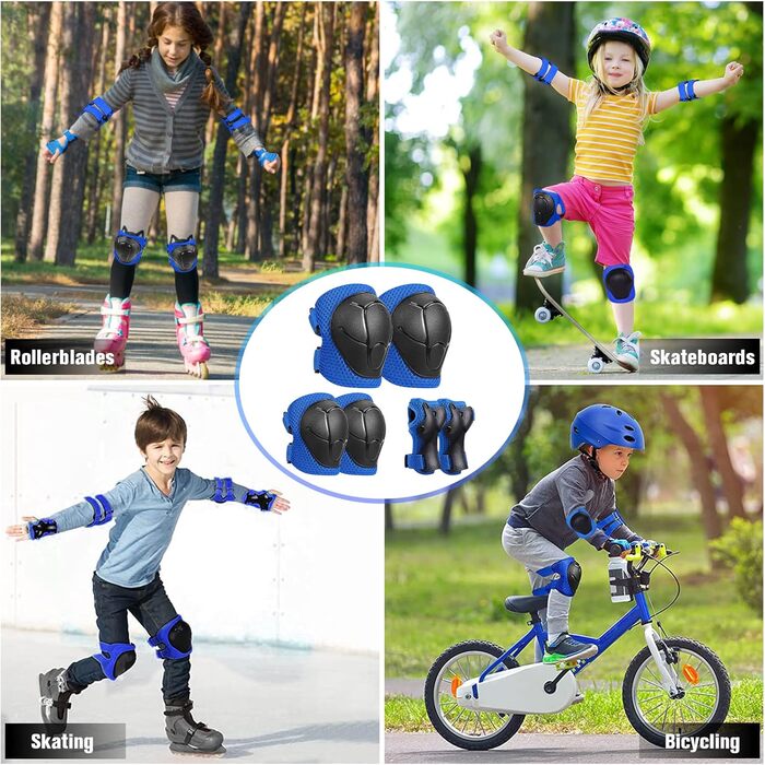 Набір захисту для катання на роликах та скейтборді Choneret 6er: наколінники, налокітники, рукавички. Розміри M, M, L. Колір: зелений, синій