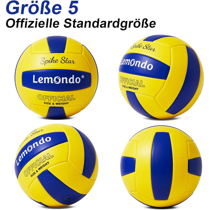 Волейбольний м'яч Lemondo PU для пляжного волейболу, м'який, водостійкий, з насосом. Підходить для гри та тренувань в приміщенні та на пляжі. Жовтий колір.